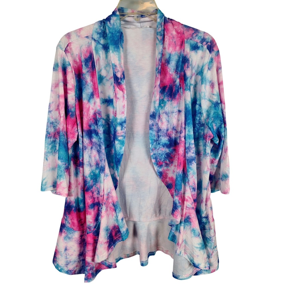 Zeagoo Womens XXL Tie Dye Open Front Cardigan Multicolor Rayon Boho Y2K